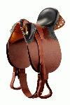 Stocksadel 17�" u/horn - kompl incl. specialgjord,stigremme & b�jler  - flot 2 farvet brun.