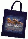 Taske - Islandske heste - str. 38x41 cm - 100 % bomuld. Bl�.