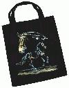 Taske - dressur heste - str. 38x41 cm - 100 % bomuld. Sort.